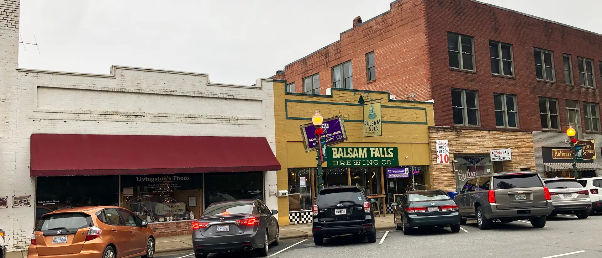 Storefronts along Main Street in Sylva, North Carolina